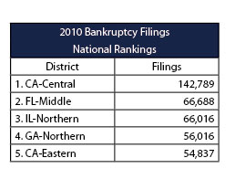 2010 Bankruptcy Filings National Rankings